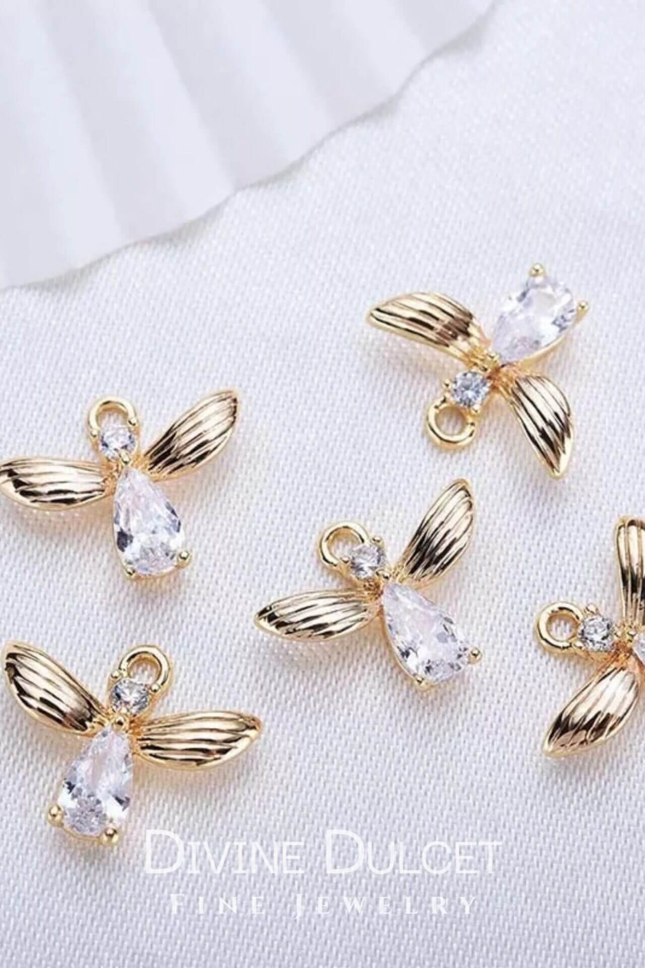 18 Karat Bee Hook Earrings