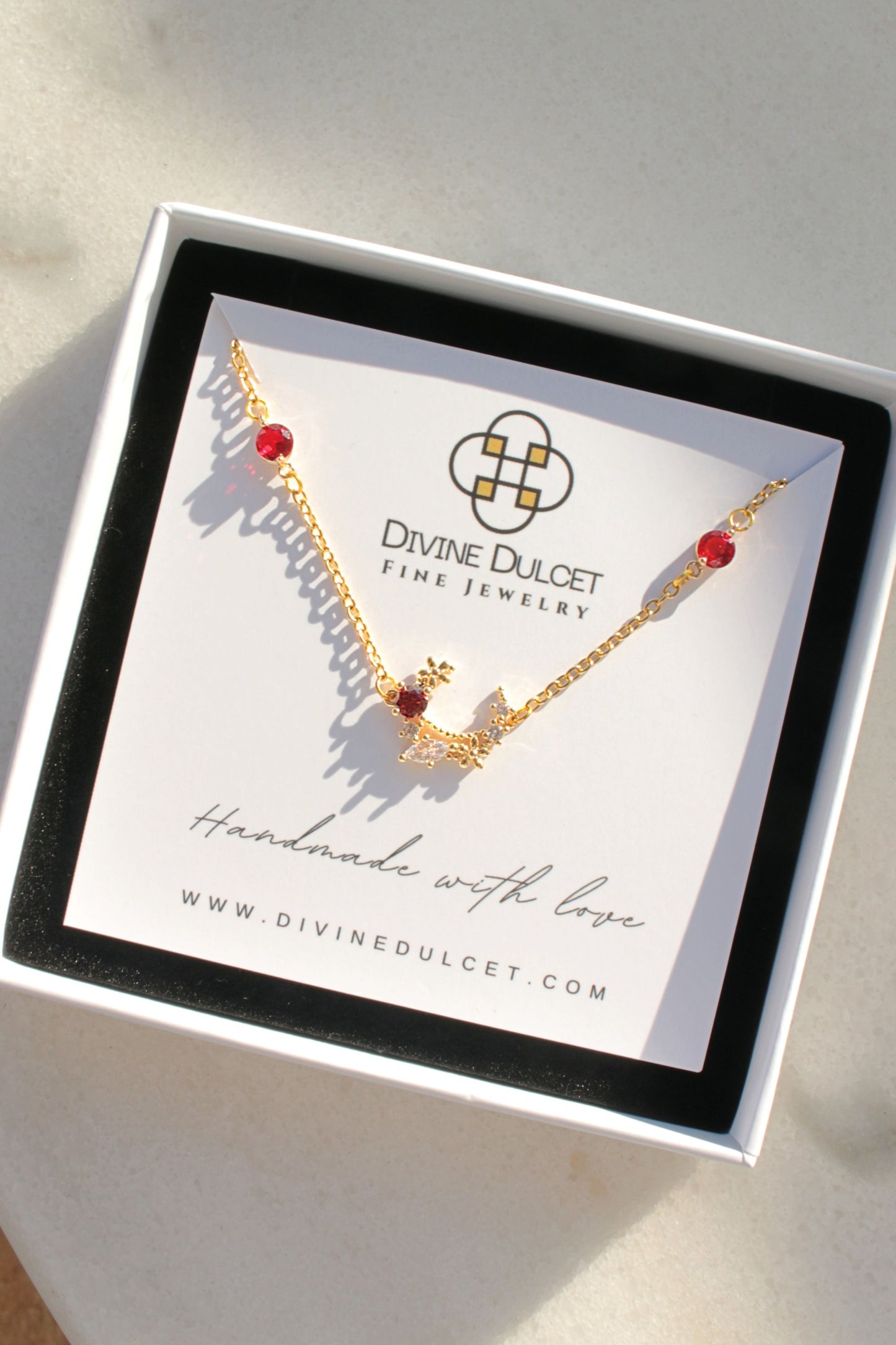 “Fairy Garden” 24K Red CZ Necklace