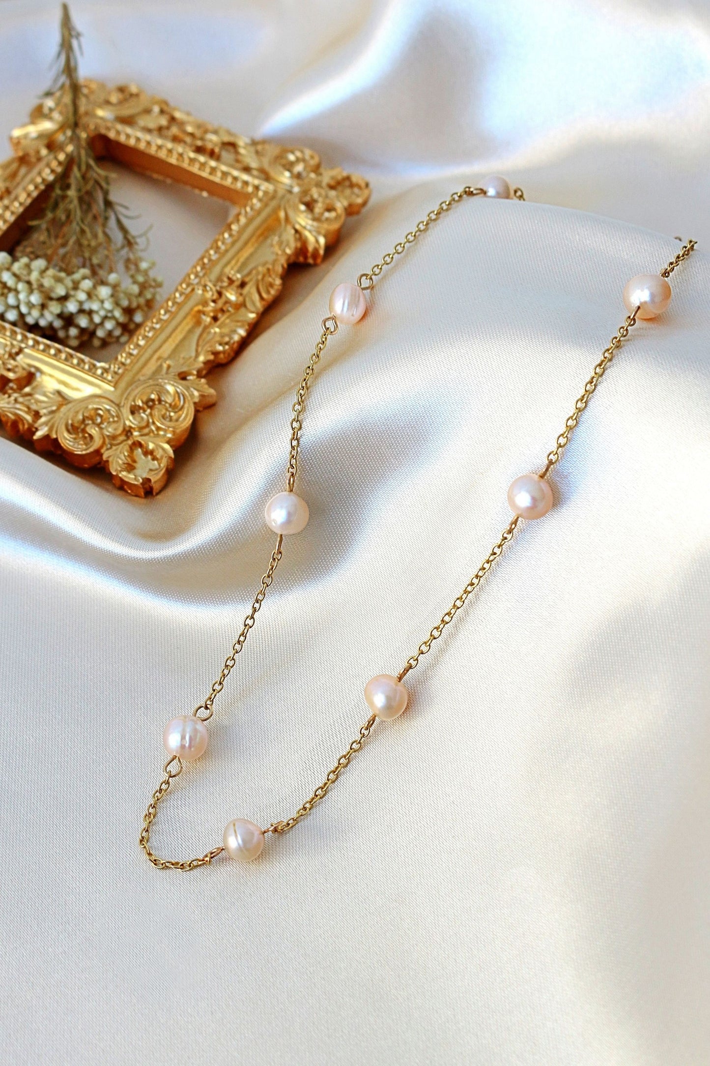 24K Baroque Freshwater Pearls Chain Choker