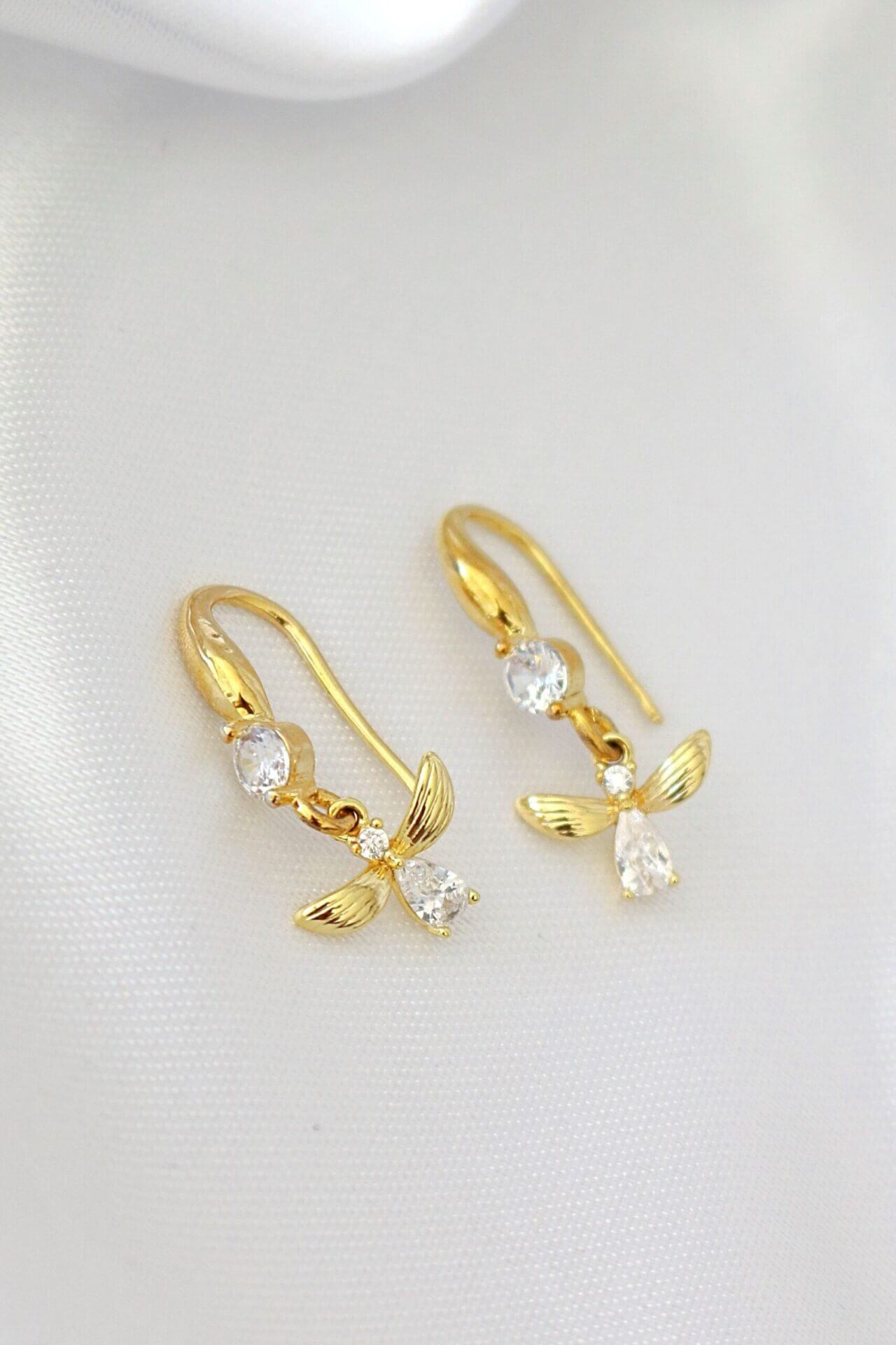 18 Karat Bee Hook Earrings